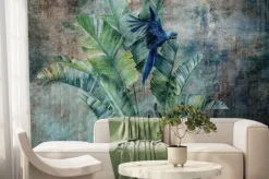 Fototapeta: Egzotyczna papuga wśród bujnych bananowców