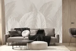 Fototapeta: Egzotyczne liście palm na jasnym tle