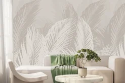 Fototapeta: Egzotyczne liście palm na jasnym tle