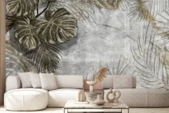 Fototapeta: Egzotyczne liście palmowe i monstery