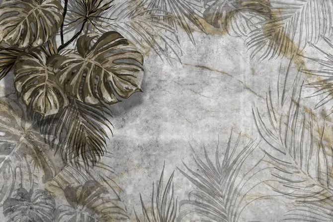 Fototapeta: Egzotyczne liście palmowe i monstery