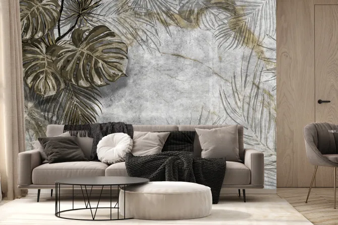 Fototapeta: Egzotyczne liście palmowe i monstery