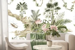 Fototapeta: Egzotyczne różowe kwiaty i tropikalne rośliny
