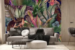 Fototapeta: Egzotyczny lampart i kwiaty orchidei