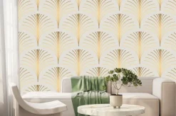 Fototapeta: Elegancki deseń ze złotawymi wachlarzami