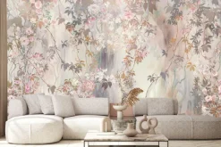 Fototapeta: Elegancki vintage mural kwiatowy z pnączami