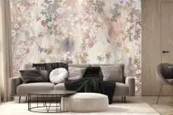 Fototapeta: Elegancki vintage mural kwiatowy z pnączami