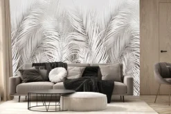 Fototapeta: Elegancki wzór w szare tropikalne liście