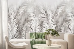 Fototapeta: Elegancki wzór w szare tropikalne liście