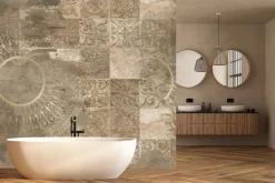 Fototapeta: Elegancki wzór ornamentów na tle betonu w stylu vintage