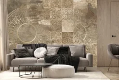 Fototapeta: Elegancki wzór ornamentów na tle betonu w stylu vintage