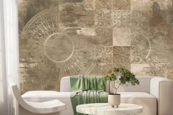 Fototapeta: Elegancki wzór ornamentów na tle betonu w stylu vintage