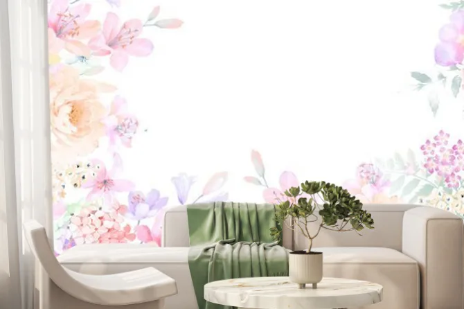 Fototapeta: Eleganckie róże i kwiaty piwonii