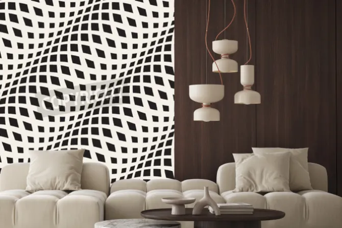 Fototapeta: Falista skrzyżowane paski szwu wzór 3d. streszczenie tekstury