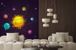 Fototapeta: Fantasy układ słoneczny, obce planety i gwiazdy, ilustracji wektorowych