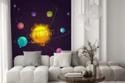 Fototapeta: Fantasy układ słoneczny, obce planety i gwiazdy, ilustracji wektorowych