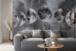 Fototapeta: Fazy księżyca na tle akwarelowego nieba