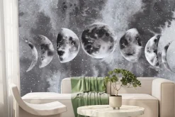 Fototapeta: Fazy księżyca na tle akwarelowego nieba