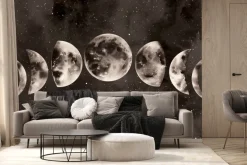 Fototapeta: Fazy księżyca na tle akwarelowego nieba