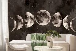 Fototapeta: Fazy księżyca na tle akwarelowego nieba