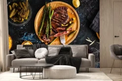 Fototapeta: Fermentowane warzywa i mięso z grilla koncepcji.