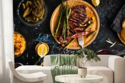 Fototapeta: Fermentowane warzywa i mięso z grilla koncepcji.