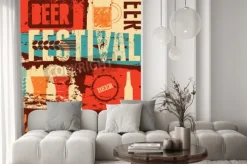 Fototapeta: Festiwal piwa styl vintage grunge plakatu. retro ilustracji wektorowych.