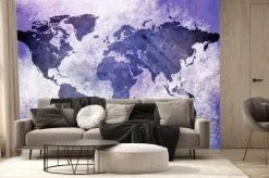 Fototapeta: Fioletowa mapa świata