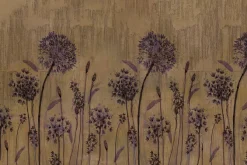 Fototapeta: Fioletowe kwiaty dmuchawce na murze