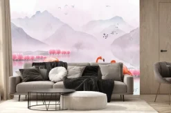 Fototapeta: Flamingi i krajobraz górski