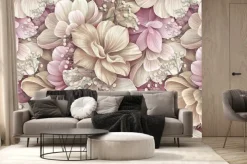 Fototapeta: Floral art, tropical design, luxury wallpaper, 3d illustration,