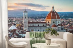 Fototapeta: Florence sunset city skyline with cathedral and bell tower duomo.