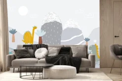 Fototapeta: Funny dinosaurs world. cartoon mural for children. vector hand