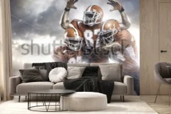 Fototapeta: Futbol amerykański gracze w akci na stadionie panoramy widoku