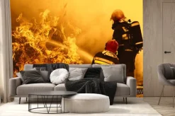 Fototapeta: Gaszenie pożaru przez strażaków