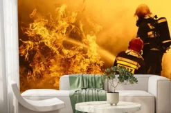Fototapeta: Gaszenie pożaru przez strażaków