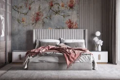 Fototapeta: Gałęzie drzew z kwiatami na rustykalnym tle