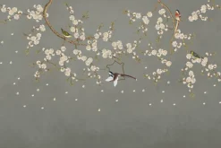 Fototapeta: Gałęzie kwiatu wiśni z ptakami