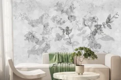 Fototapeta: Gałązki groszku na szarym betonie