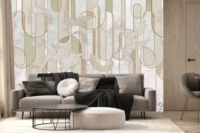 Fototapeta: Geometryczne figury i liście