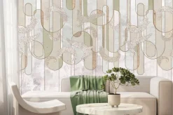 Fototapeta: Geometryczne figury i liście