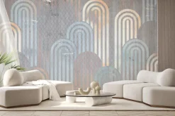 Fototapeta: Geometryczne kształty i łuki na teksturowym tle nowoczesny wzór