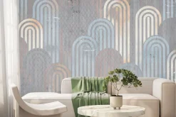 Fototapeta: Geometryczne kształty i łuki na teksturowym tle nowoczesny wzór