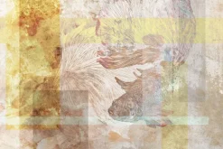 Fototapeta: Geometryczne kształty i ryby na akwarelowym teksturowym tle artystyczny