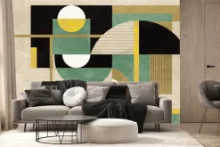 Fototapeta: Geometryczne kształty ze złotym zdobieniem