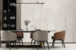 Fototapeta: Geometryczne łuki wzór na beżowym betonowym tle