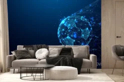 Fototapeta: Geometryczne ujęcie piłki w nożnej w siatce