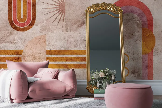 Fototapeta: Geometryczne łuki na betonowej ścianie