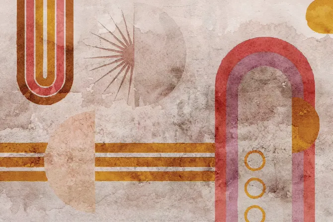 Fototapeta: Geometryczne łuki na betonowej ścianie