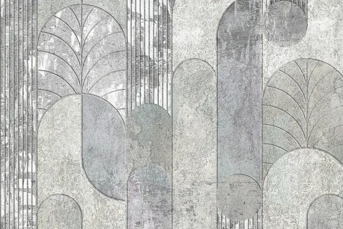 Fototapeta: Geometryczne łuki na betonowej ścianie